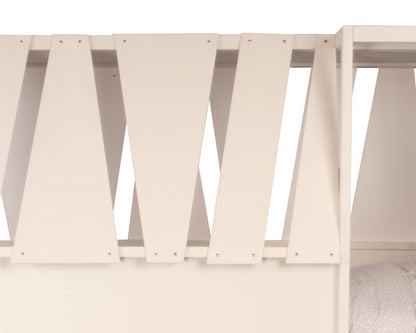 Hoogslaper Avonturenhuis uitvoering comfort kinderbed geverfd kleur grijs wit RAL9002